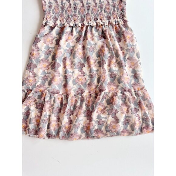 Aritzia WILFRED Tempest Floral Chiffon Ruffle Smocked Tiered Mini Dress, Size M - Picture 7 of 16